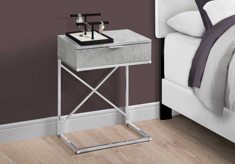 Accent Table - 24"H / Grey Cement / Chrome Metal - I 3471