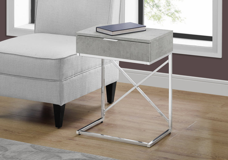 Accent Table - 24"H / Grey Cement / Chrome Metal - I 3471