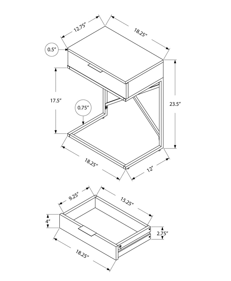 Accent Table - 24"H / Grey Cement / Chrome Metal - I 3471