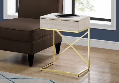 Accent Table - 24"H / Beige Marble / Gold Metal - I 3473