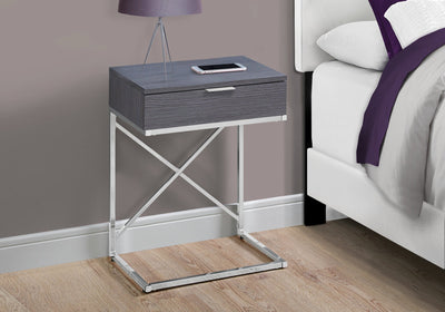 Accent Table - 24"H / Grey / Chrome Metal - I 3474
