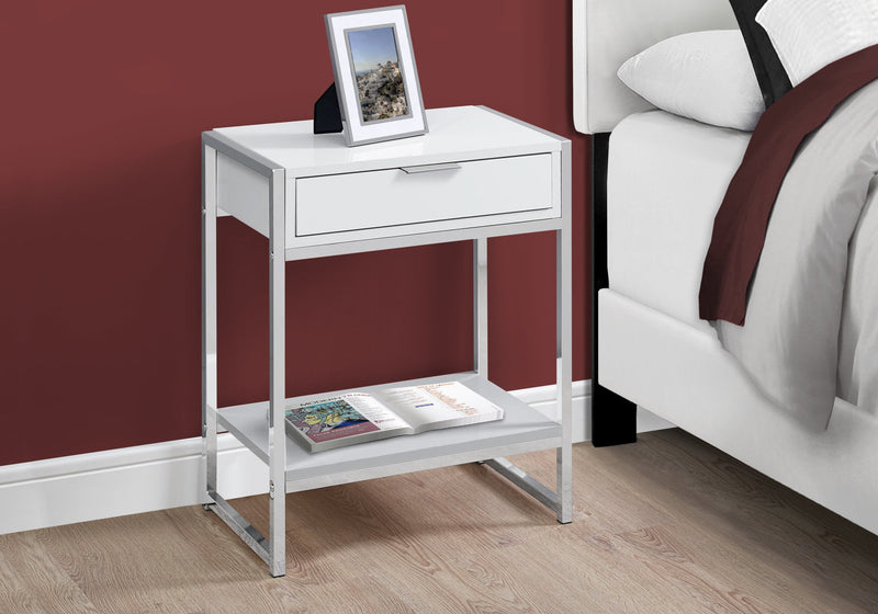 Accent Table - 24"H / Glossy White / Chrome Metal - I 3480