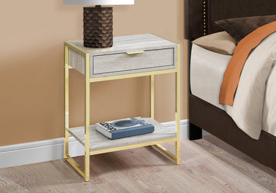 Accent Table - 24"H / Beige Marble / Gold Metal - I 3483