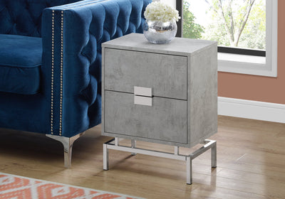 Accent Table - 24"H / Grey Cement / Chrome Metal - I 3491