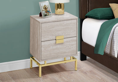 Accent Table - 24"H / Beige Marble / Gold Metal - I 3493