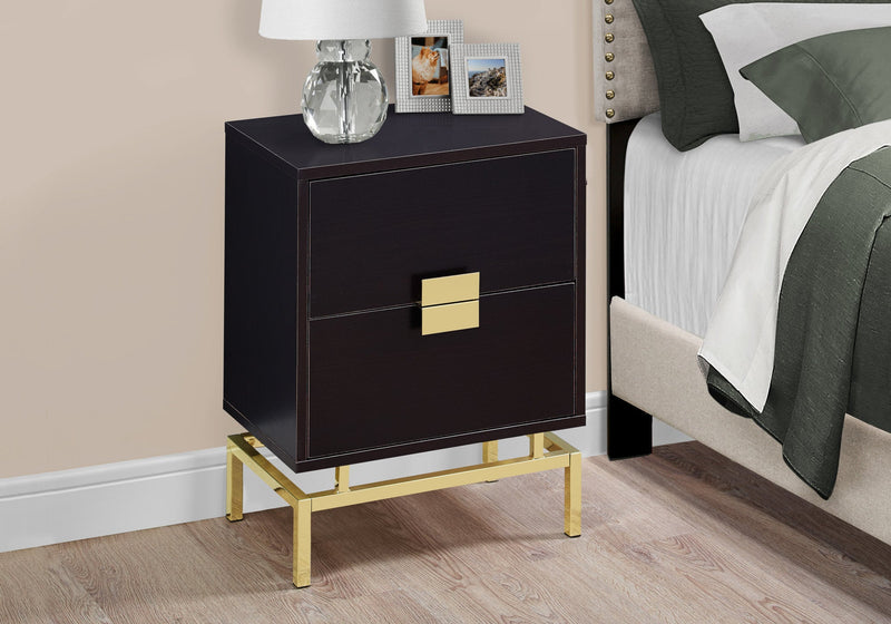 Accent Table - 24"H / Cappuccino / Gold Metal - I 3496