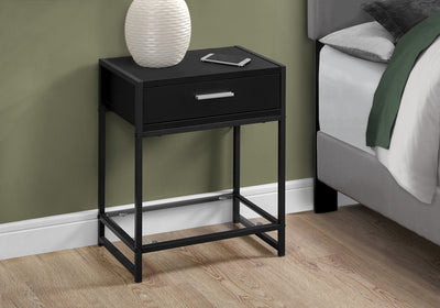 Accent Table - 22"H / Black / Black Metal/ Tempered Glass - I 3502