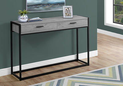 Accent Table - 48"L / Grey / Black Metal Hall Console - I 3510