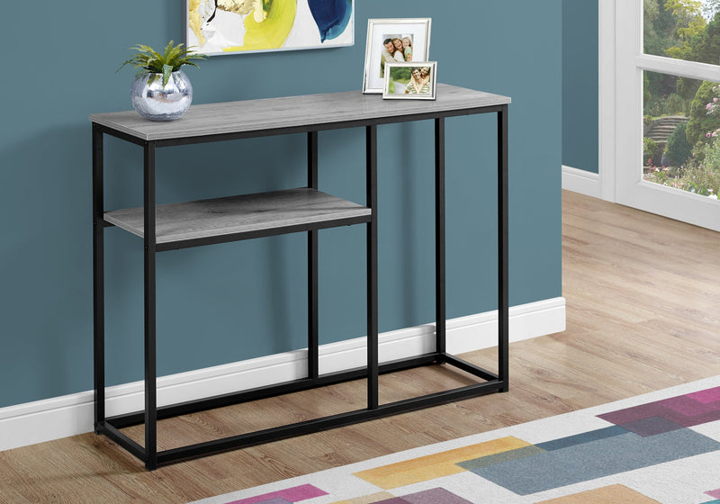 Accent Table - 42"L / Grey / Black Metal Hall Console - I 3514