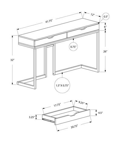 Accent Table - 42"L / Cappuccino / Black Hall Console - I 3517