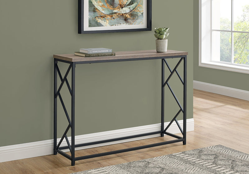 Accent Table - 44"L / Taupe / Black Metal Hall Console - I 3533