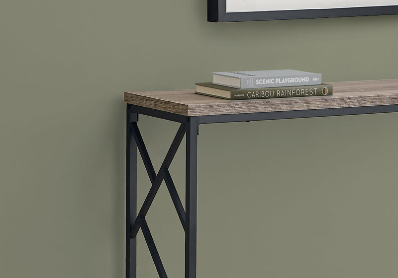Accent Table - 44"L / Taupe / Black Metal Hall Console - I 3533