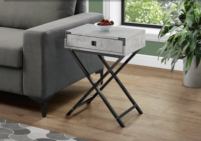 Accent Table - 24"H / Grey Cement / Black Nickel Metal - I 3552