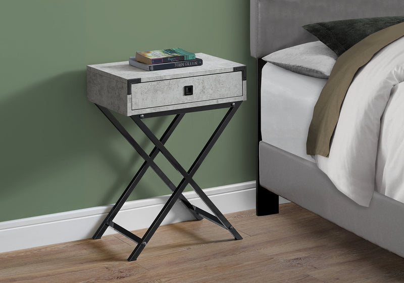 Accent Table - 24"H / Grey Cement / Black Nickel Metal - I 3552