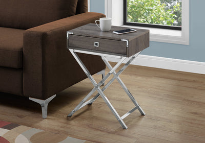 Accent Table - 24"H / Dark Taupe / Chrome Metal - I 3555