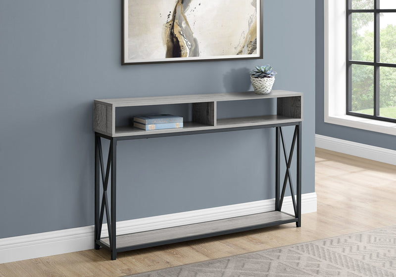 Accent Table - 48"L / Grey / Black Metal Hall Console - I 3572
