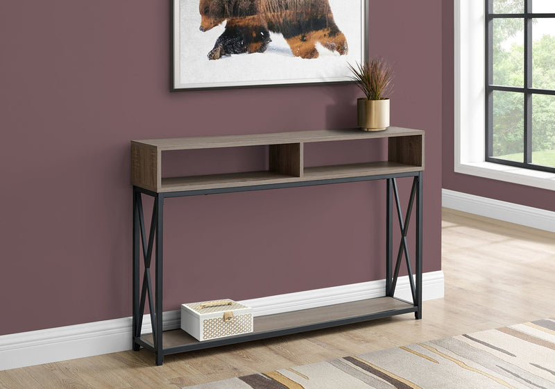 Accent Table - 48"L / Taupe / Black Metal Hall Console - I 3573