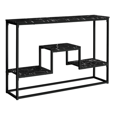 Accent Table - 48"L / Black Marble / Black Metal Console - I 3579