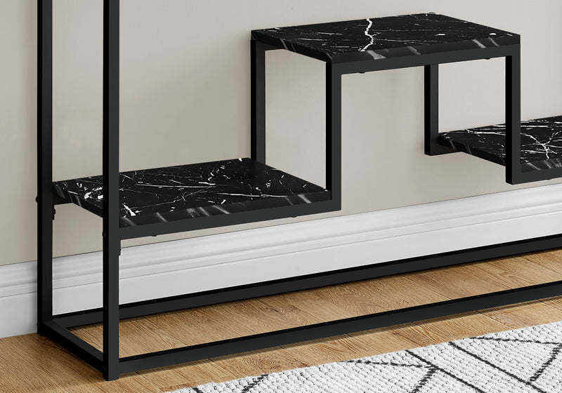 Accent Table - 48"L / Black Marble / Black Metal Console - I 3579