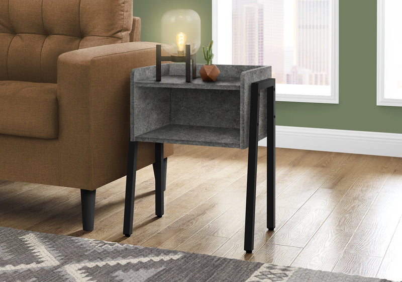 Accent Table - 23"H / Grey Stone-Look / Black Metal - I 3584