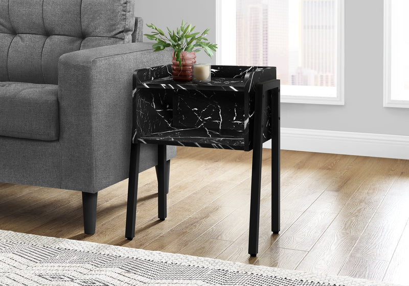 Accent Table - 23"H / Black Marble / Black Metal - I 3590