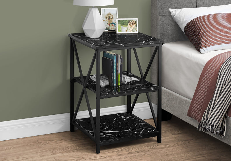 Accent Table - 26"H / Black Marble / Black Metal - I 3595