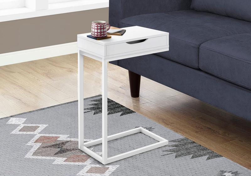 Accent Table - White / White Metal With A Drawer - I 3601