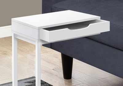 Accent Table - White / White Metal With A Drawer - I 3601