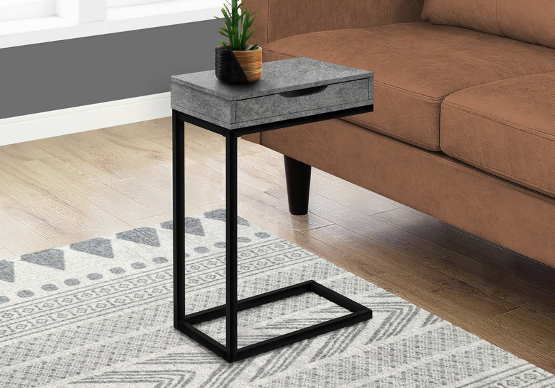 Accent Table - Grey Stone-Look / Black Metal - I 3603