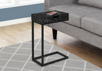 Accent Table - Black Marble / Black Metal With A Drawer - I 3604