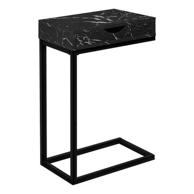 Accent Table - Black Marble / Black Metal With A Drawer - I 3604