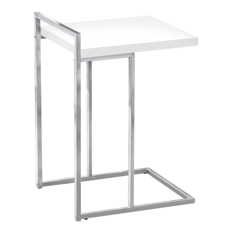 Accent Table - 25"H / Glossy White / Chrome Metal - I 3636