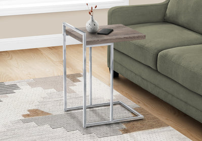 Accent Table - 25"H / Dark Taupe / Chrome Metal - I 3638