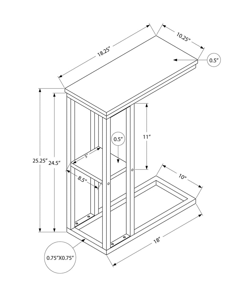 Accent Table - 25"H / Espresso / Black Metal - I 3670