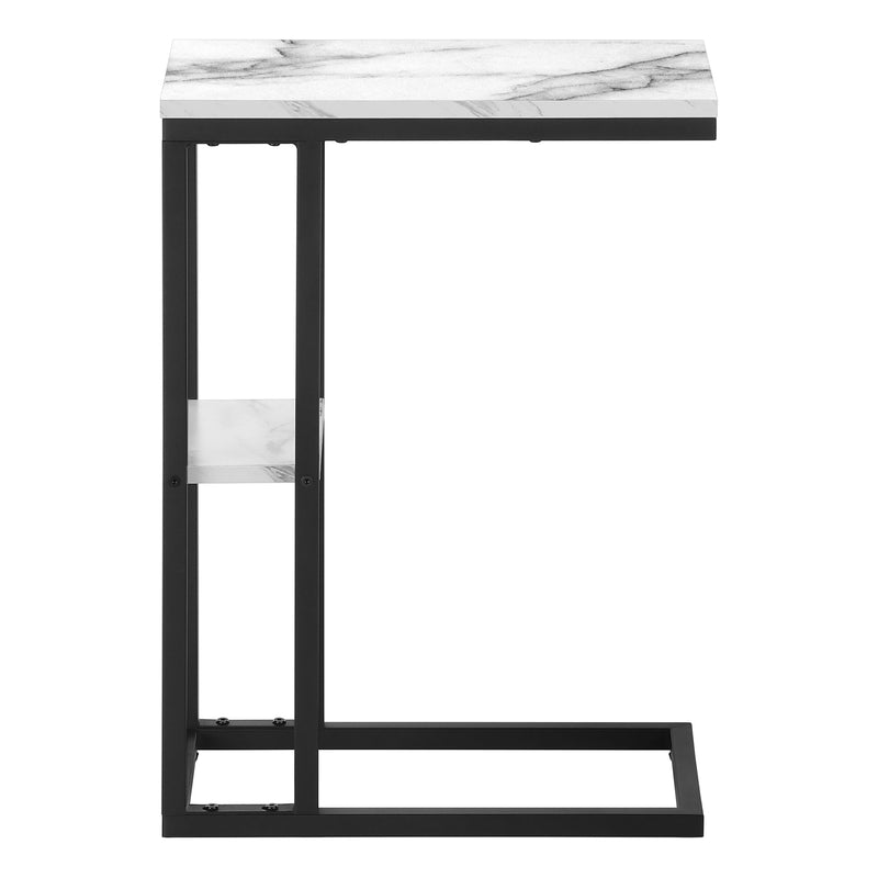 Accent Table - 25"H / White Marble / Black Metal - I 3675