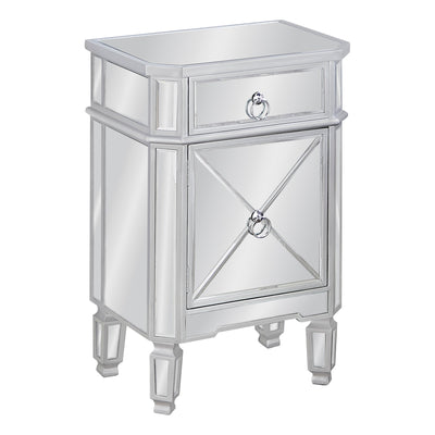 Accent Table - 28"H / Mirror / Silver With Storage - I 3731