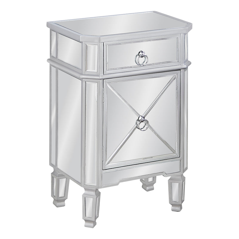 Accent Table - 28"H / Mirror / Silver With Storage - I 3731