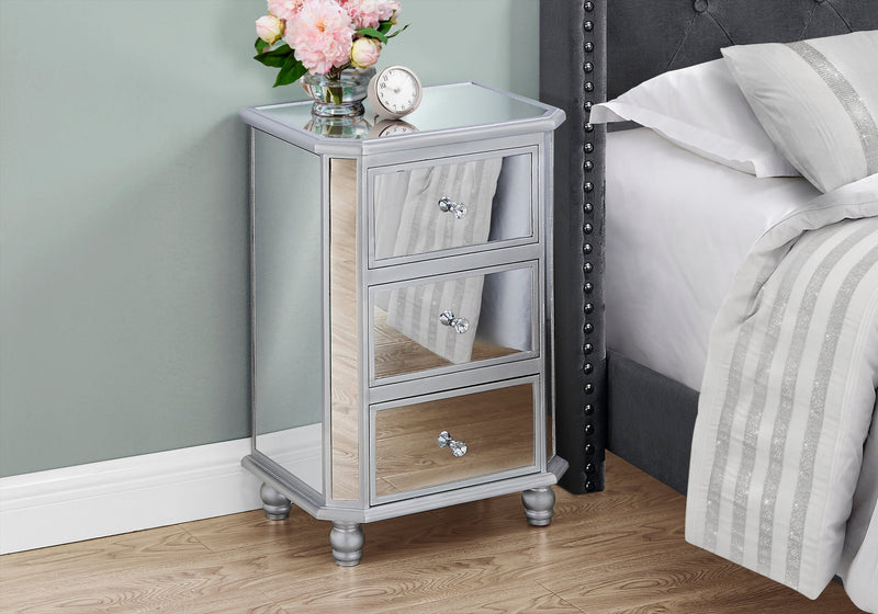 Accent Table - 28"H / Mirror / Silver With Storage - I 3732
