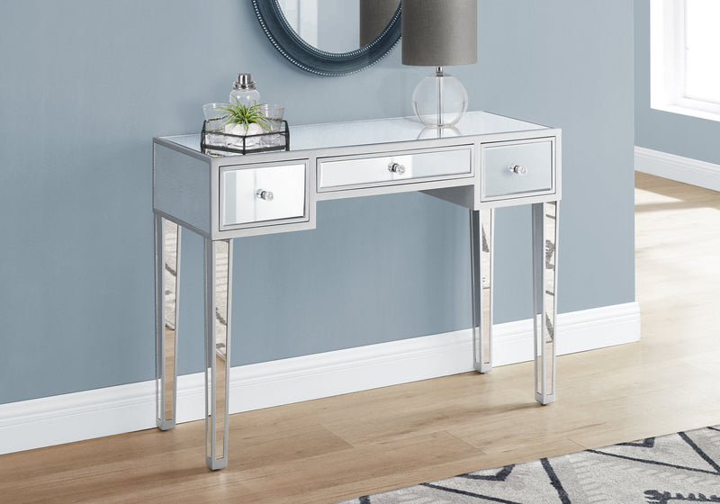Accent Table - 42"L / Mirror / Silver With Storage - I 3735