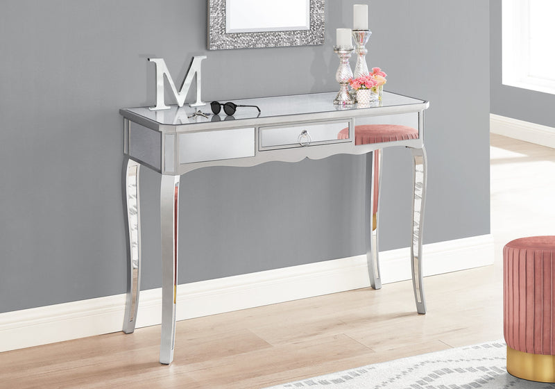 Accent Table - 42"L / Mirror / Silver With Storage - I 3736