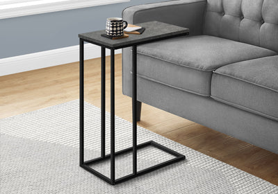 Accent Table - 25"H / Grey Stone-Look / Black Metal - I 3765