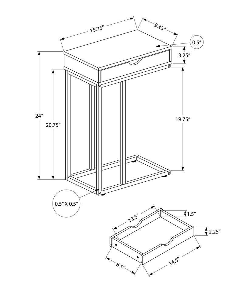 Accent Table - 25"H / Dark Taupe / Black Metal - I 3771