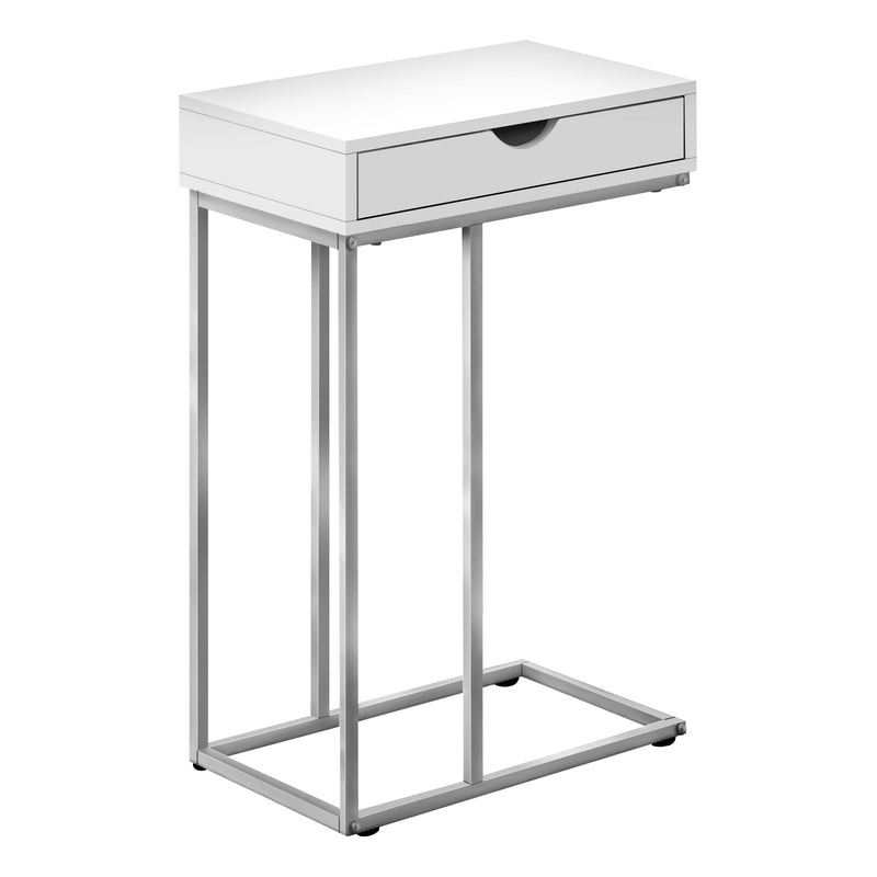 Accent Table - 25"H / White / Silver Metal - I 3774