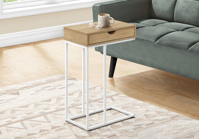 Accent Table - 25"H / Natural / White Metal - I 3775
