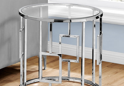 Accent Table - 23"H / Chrome Metal With Tempered Glass - I 7831