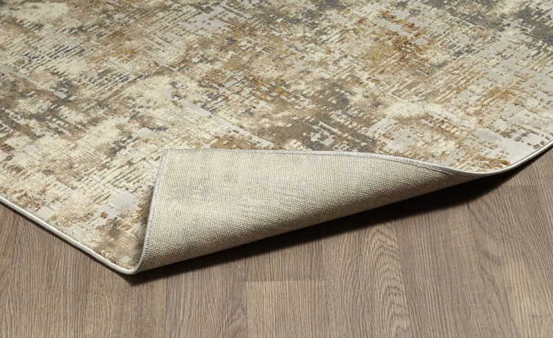 Muted Grey Ivory Distressed Striped Abstract Rug - VI-CHA-46-1002