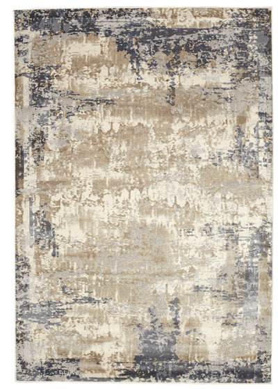 Muted Grey Ivory Distressed Strokes Abstract Rug - VI-CHA-46-1004
