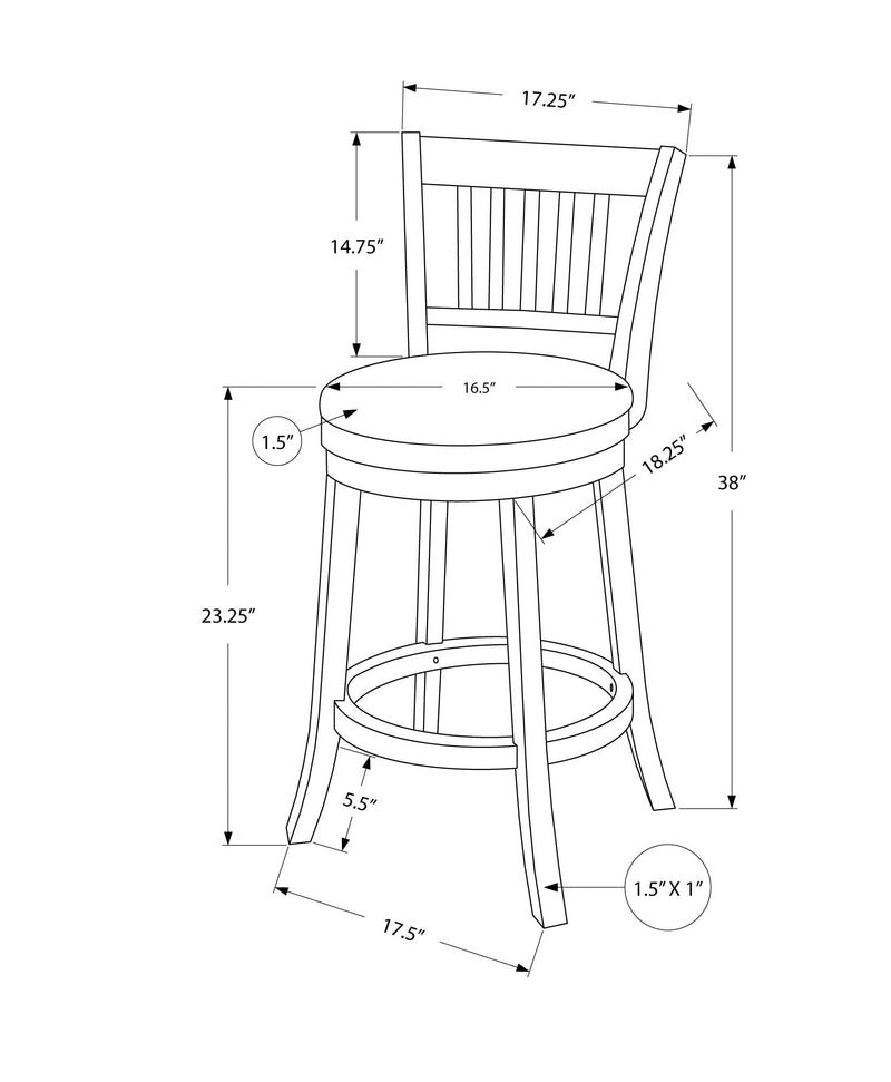 Barstool - 2Pcs / 39"H / Espresso / Swivel Counter Height - I 1237