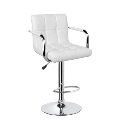White Barstool / Chrome Metal / Hydraulic Lift / Arms - IN-1101V-Wh