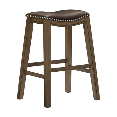 Brown leather bar stools
